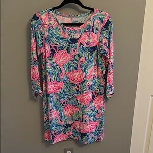 Colorful Flamingo Print Dress